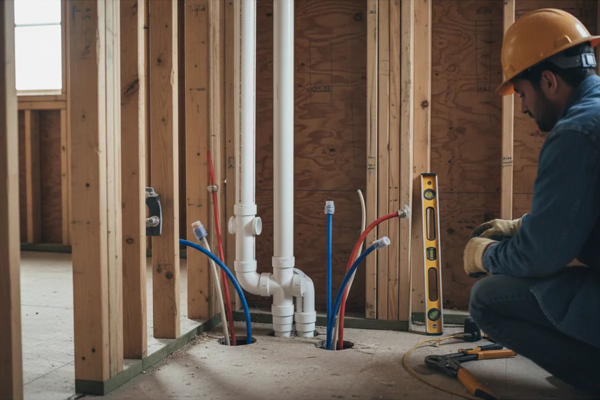 Drain and supply rough-in during Toilet Repair and Installation in Banks
